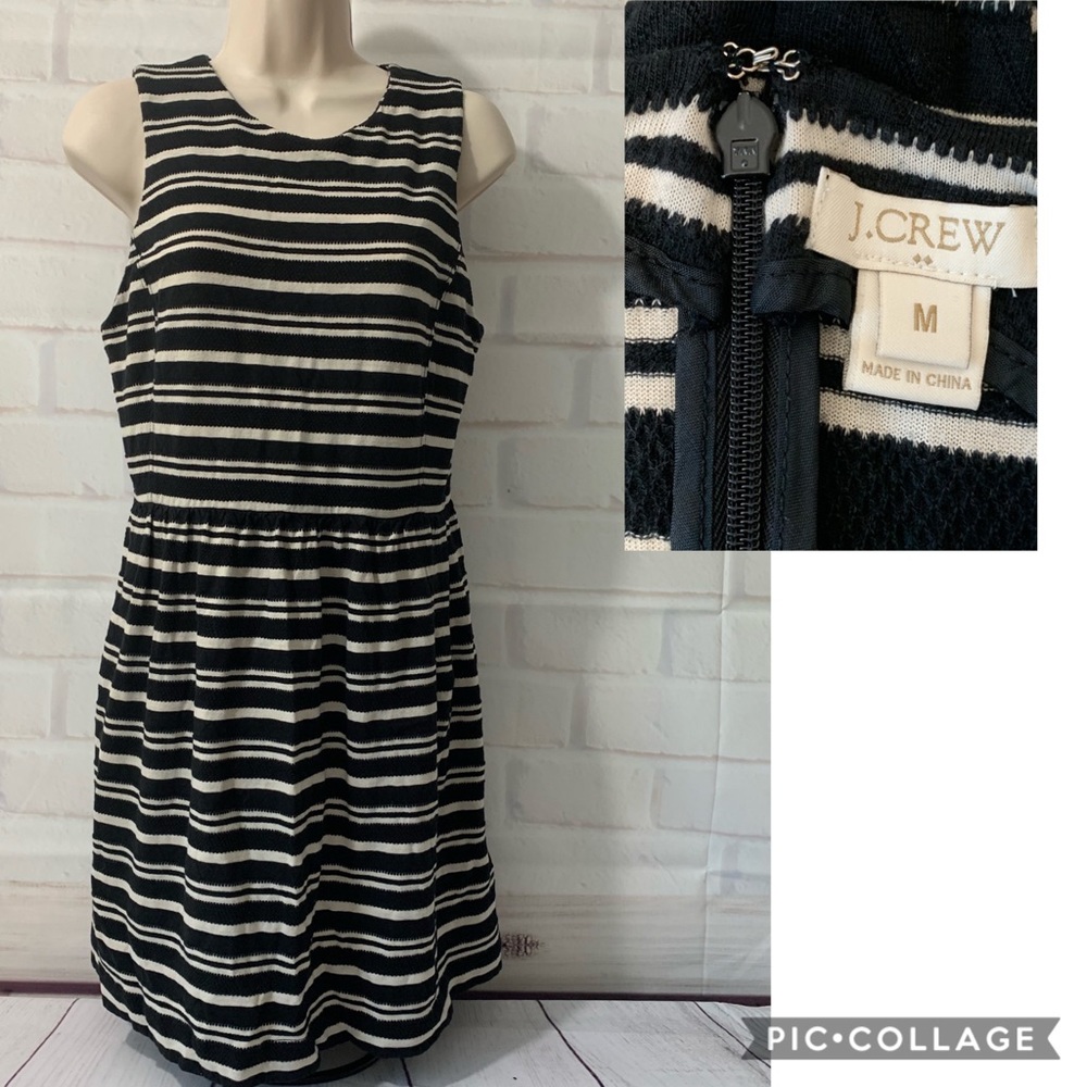 J. Crew Cream and Black Striped Knit Dress